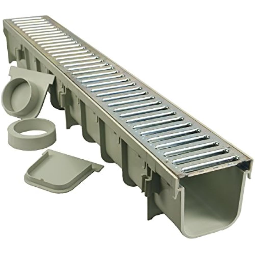 NDS 864GMTL 5" Pro Channel Drain Kit Metal Grate Garden & Outdoor