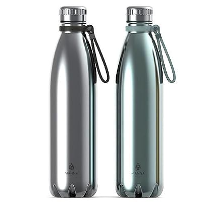 Manna Vogue Insulated Bottles - 25 oz - 2 Pack Chrome and Ice