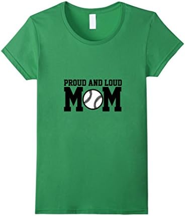 Womens Womens Softball Mom Shirt, Basketbal Proud and Loud Mom Medium Grass