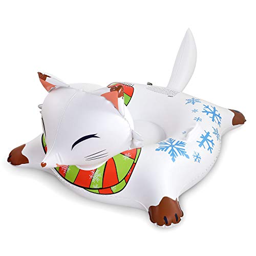 CMYK Fox Snow Tube, Wide Inflatable Snow Tube with Easy Grip Handles, Inflatable Sled for Kids and Adults Made of Durable Vinyl with Welded Seams