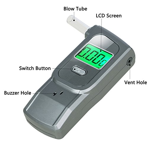 Professional Digital Alcohol Tester with 5 Mouthpieces for Personal Use