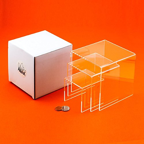 Adorox Top Quality (2 Sets of 3pcs) Clear Acrylic Display Riser (3", 4", 5") Jewelry Showcase Display - Thumbnail 4