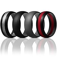 ThunderFit - Anillos de silicona para hombre, 4 unidades, línea clásica y media, 0.335 in de ancho