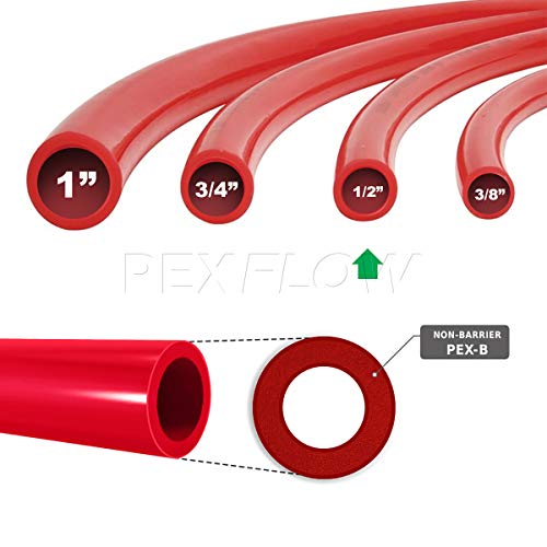 Pexflow PFW-R12100 PEX Potable Water Tubing Non-Barrier Pipe, 100 Feet, Red