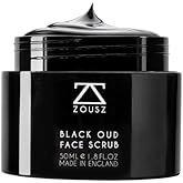 ZOUSZ Black Oud Charcoal Men’s Face Scrub & Mask – Deep Cleansing Exfoliating Clay Face Wash with Activated Charcoal, Salicylic Acid & Hyaluronic Acid – Clears Pores & Revives Skin – 50ml