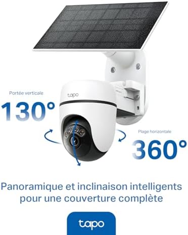 C610 Kit 2K 3MP Caméra WiFi Extérieur sans Fil avec Panneau Solaire, 360° PTZ Caméra Surveillance à Batterie 6700mAh, Détection Humaine, Vision Nocturne à Couleurs, Suivi AI, IP65