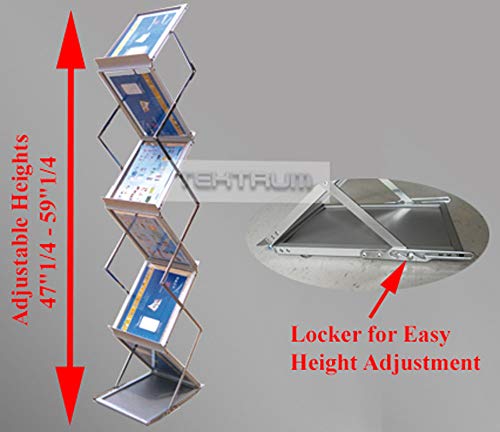 Tektrum Portable Foldable Metal Literature Rack Display Holder Stand w/Carry Bag, Pop-up Magazine Brochure Catelog Rack, Light Weight, for Trade Show Booth Office Retail Store Showroom (6 Pockets)
