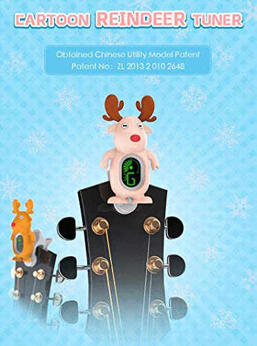 SWIFF Guitar Tuner Clip-On with Clear Bright Clear LCD Display for All String Instruments Bass, Ukulele,Violin Accessories(Reindeer Light beige) - Thumbnail 2