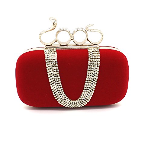 Kingluck Velvet Wedding/Special Occasion Clutches/Evening Handbags(More Colors) (red) - Thumbnail 6