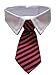 NEJLSD Dog Cat Pet Stripe Bow Tie Neck Tie with White Collar (Rose&Black Stripes)