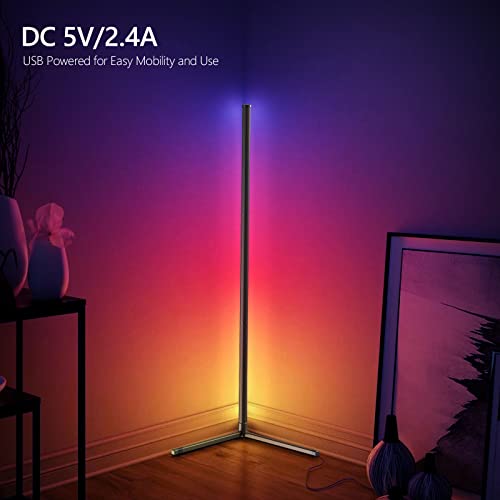LED RGB Corner Floor Lamp: Bedee 16 Million Color Changing Floor Lamps with Remote,Smart App Control with DIY Music Sync Mode, Floor Lamp Light for Entertainment,TV and Living Room Bedrooms Decoration