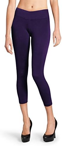 Evfalia Solid Soft Seamless Stretchy Women's Capri Leggings Pants With Wide Waistband (Purple)