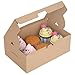 X-Chef Cupcake Boxes 15 Packs, Food Grade Kraft Bakery Pastry Boxes with Display Windows and Inserts to Fit 6 Cupcakes Muffins or Pastries, 10. 3