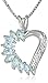 Amazon Collection Sterling Silver Half-and-Half Open-Heart Pendant Necklace, 18