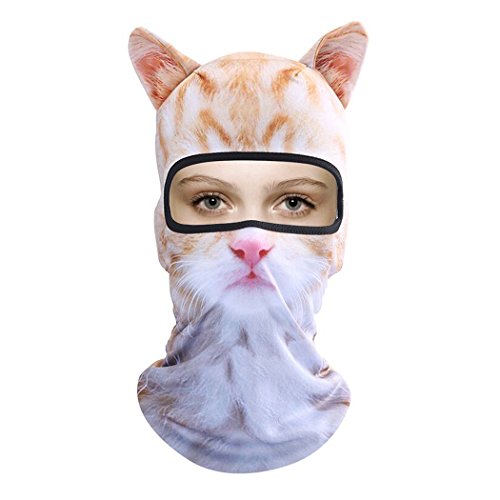 3D Cat Dog Animal Balaclava, Winter Ski Mask Snowboarding Balaclava Motorcycling Mask Full Face Head Hood Windproof Hats for Costume Cosplay Halloween Party
