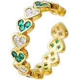 Kokoma Heart Ring for Women Dainty Cubic Zirconia Love Heart Ring Adjustable Open Band Promise Engagement Wedding Fashion Finger Jewelry