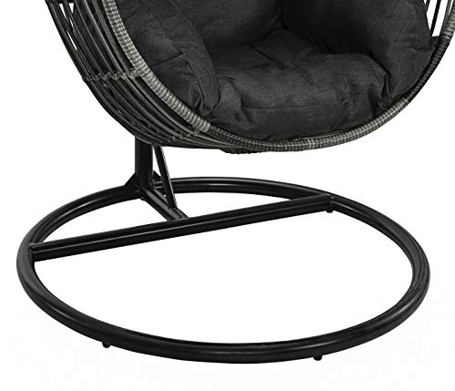 Dehner Hängesessel Maui mit Gestell, Ø 94 cm, Höhe 189.5 cm, inkl. Kissen, Stahl/Polyester, grau – Bild 6