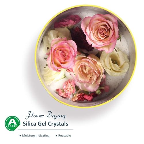 wisedry Silica Gel for Drying Flowers 5 lbs (2.2 kg), Fine Crystals < 1 mm, Silica Gel Flowers Drying with Indicator, Reusable Silica Gel