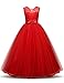 TTYAOVO Girls Pageant Ball Gowns Kids Chiffon Embroidered Wedding Party Dress Size 11-12 Years Red