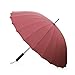 Becko Manual Open & Close Umbrella Long Umbrella with 24 Ribs, Durable and Strong Enough for The Wind and Rain, Easy to Carry on Your Back by Its Own Bag (Red)