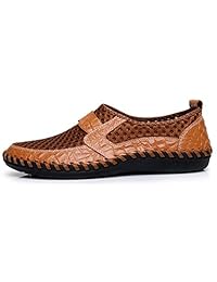 RONGKAI - Mocasines de malla para hombre, transpirables, ligeros, para caminar, para exteriores, zapatos casuales de malla, puntadas en panal de abeja, zapatos de senderismo