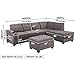 Casa Andrea Milano 3pc Modern Reversible Grey Charcoal Sectional Sofa Couch with Chaise and Ottoman