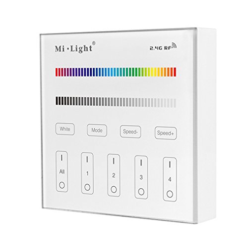 Mi.Light T3 Wireless 2.4G RF 4-Zone RGB/RGBW Wall-Mounted Smart Touch Screen Panel Controller AC 90-120V Only Work With Mi-Light RGB/RGBW Series The Newest Version LED Light Lamp,Strip Controller