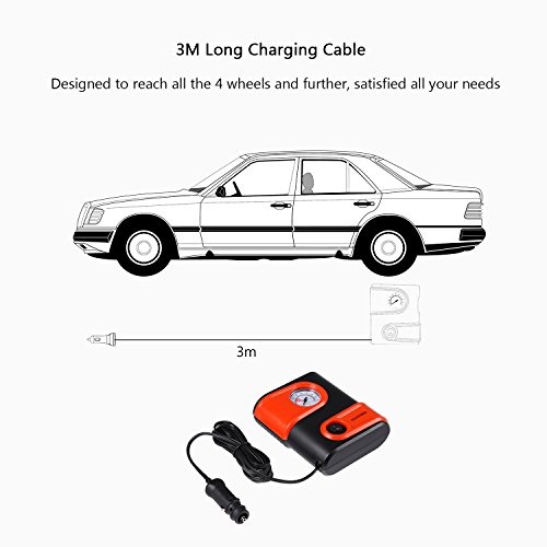Portable Air Compressor Pump by Alloyseed, Compact Digital Tire Inflator, Mini 12V 100 PSI Tire Pump for Car, Bicycle, RV and Other Inflatables