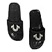 True Religion Men's Silver Metallic Horseshoe Logo Slide Sandals in Black (Small (US Mens 5-6), Black)