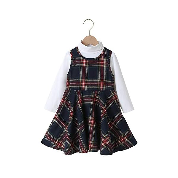 Hopscotch-Girls-Cotton-and-Spandex-Full-Sleeves-Checked-Printed-Top-and-Casual-Dress-in-White-Color