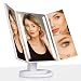 Outtop Lighted Makeup Mirror, LED Vanity Makeup Mirror with Lights and 3X/2X Magnification, Dimmable Touch Screen Tabletop Cosmetic Mirrors, 180 Degree Free Rotation, Battery or USB Charging, White primary