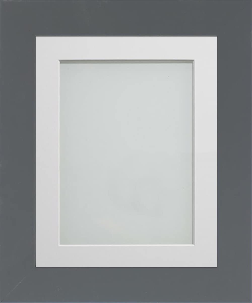 Frame Company Watson Grey Picture Photo Frame fitted with Perspex, 7x5 inch with Off-White Mount for image size 6x4 inch