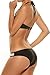 Memory baby Womens 2 Piece Bathing Suits Halter Bikini Set (L, Black)
