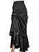 Kimikal Gothic Steampunk Long Sateen Corset Skirt (Large (Waist 30.7 inches), Black)