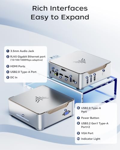 NiPoGi GK3 Plus Mini PC, Ïntel N5030(up to 3.10GHz, 4C/4T), 12GB LPDDR4 256GB M.2 SSD Mini Desktop Computer W-11 Pro for School/Home/Office, 2X HDMI, VGA, Triple 4K Screen, Dual WiFi.