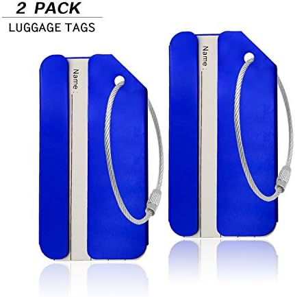Aluminum Luggage Tag for Luggage Baggage Travel Identifier by LKERLAN (Blue 2pcs)