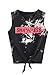 ROMWE Women's Tops Tie Dye box logo Letter Print cami Tank crop Top