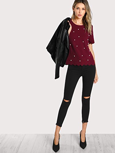 fabrange women's polycotton pearl stretchable top