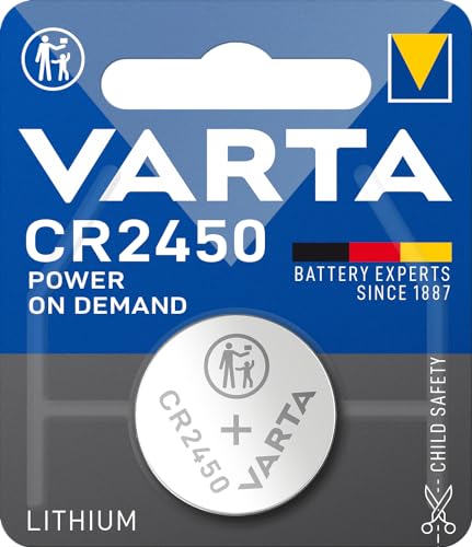 Pile a Bottone CR2450, confezione da 10, Power on Demand, Lithium, 3V, imballaggio sicuro per i bambini, per dispositivi Smart Home, chiavi dell'auto e altre applicazioni [Esclusivo su Amazon]