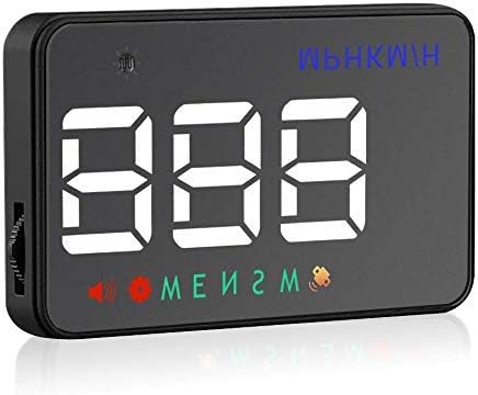 TekkPerry HUD GPS Head Up Display, Universal Speedometer Speed Monitor Digital Overspeed Warning Projector, Windshield Projector Car Compass with Cigarette Lighter Port, KMH/MPH for All Cars & Vehicle