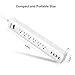 Bototek 6-outlet power strip with 4 Smart 5V/2.4A USB Charging ports and 6ft Cord, Built-in 1250W/10A Surge protector, for smart phones & tablets, White