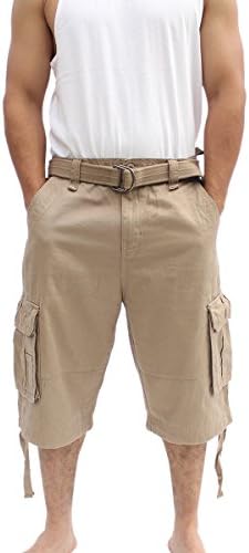 La Gate Mens Big and Tall Belted up to size 50 Cargo Short (38, Khaki)