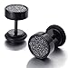 KONOV Mens Stainless Steel Carbon Fiber Stud Earrings, 8mm, Black