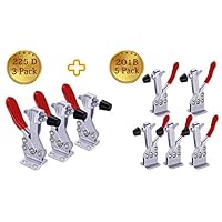 Hold Down Toggle Clamps Latch Antislip Red 201B (5 pcs) 200Lbs+225D (3pcs) 500lbs Hand Tool Holding Capacity Antislip Horizontal Quick Release Heavy Duty Toggle Clamp Tool