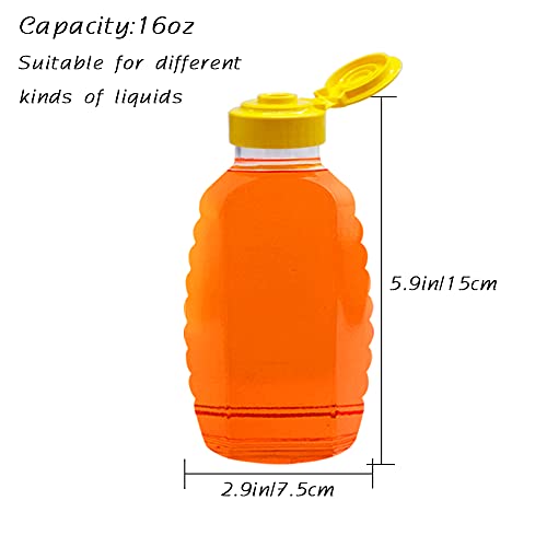 8 Pack 16oz Clear Plastic Honey Bottles,Refillable Food Grade Honey