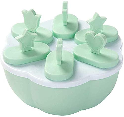 Ice Lolly Mould,6 Grid Reusable Silicone Popsicle Mold Easy to Remove Ice Pop Mould Ice Lolly Moulds Sticks Lollipop Mould for Kids Adults DIY Popsicle Mold(Green)