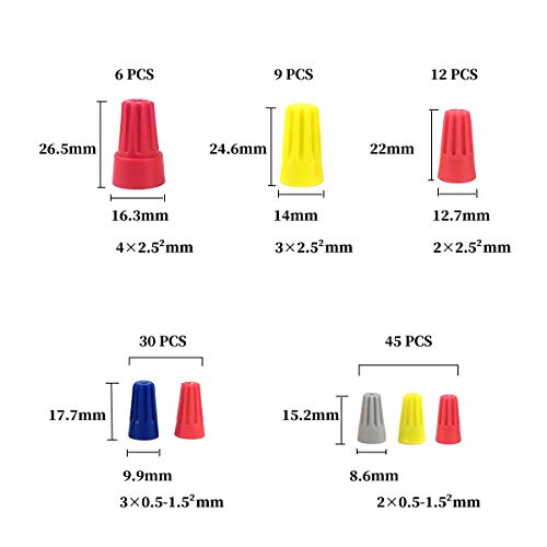 102PCS Electrical Wire Connectors Screw Terminals Set, Electrical Wire Screw Twist Connector Cap Assortment Set
