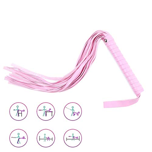 Leather Handcuffs Set Adjustable Handcuffs Whip Wristbands Bracelets with a Tassels, Multipurpose, Pink