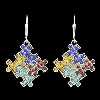 MadSportsStuff Crystal Earrings - Autism Puzzle Piece