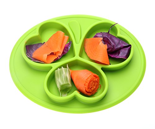 Non Slip Silicone Kids Placemats with Plate for Toddlers Babies Children Green